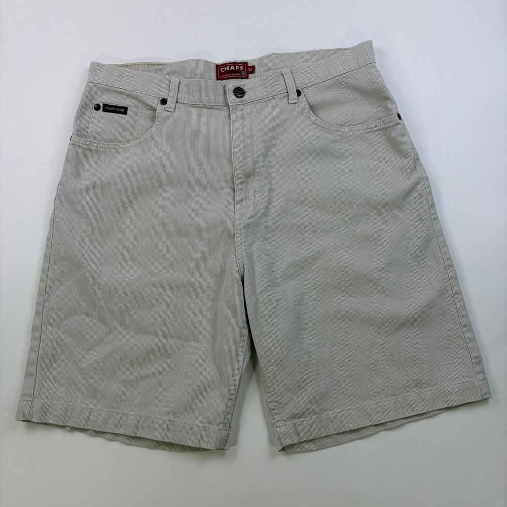 Chaps Denim Corduroy Shorts Mens 34 Beige Tan 5-Pocket Cotton Casual